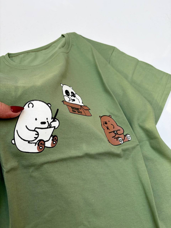 تیشرت نرمال فانتزی طرح مغزفندوقی زنانه