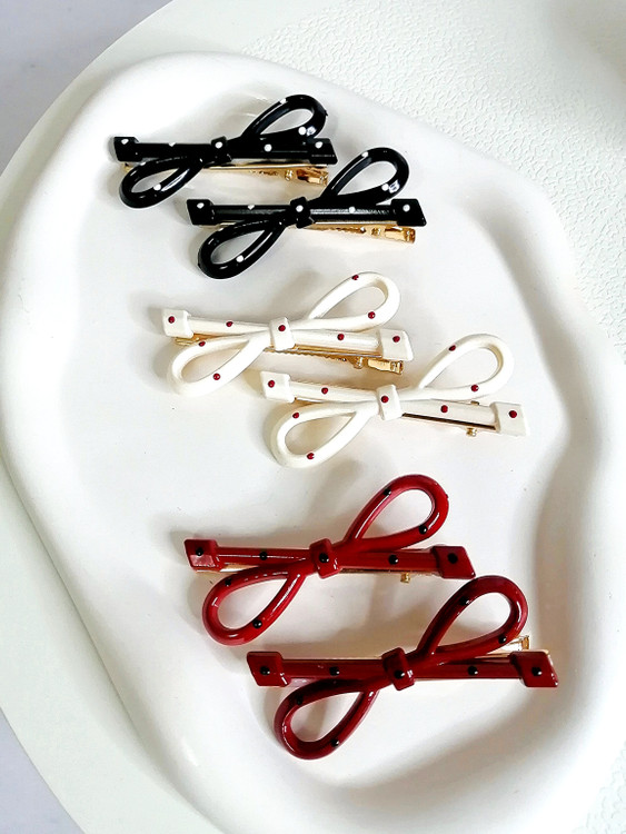 خریدآنلاین گیره انبری فلزی پاپیونی خال دار